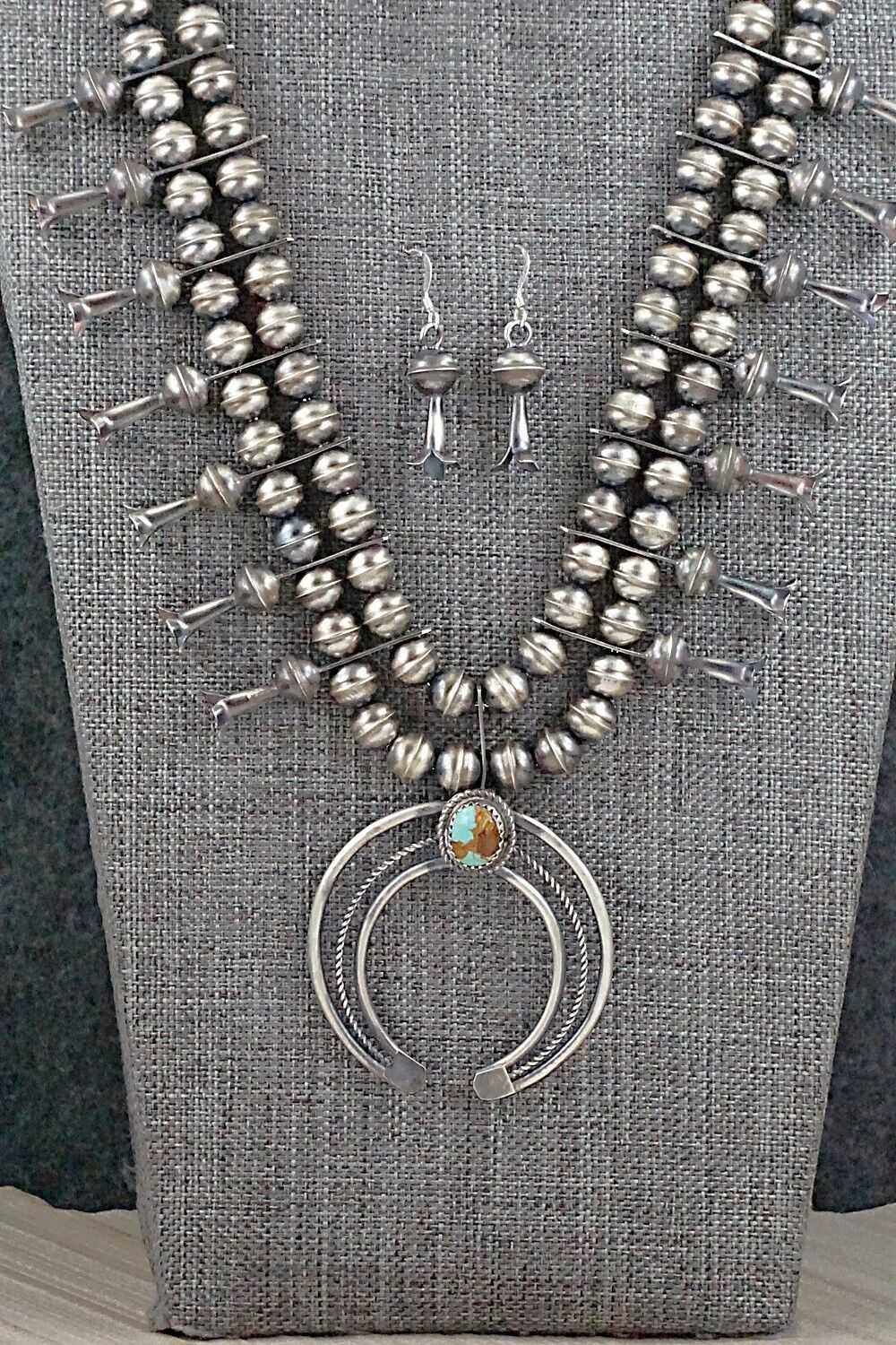 Turquoise & Sterling Silver Squash Blossom Set - Phil Garcia