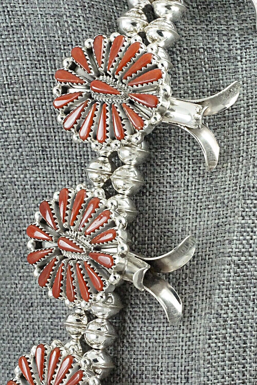 Coral & Sterling Silver Squash Blossom Set - Kyle Wilson