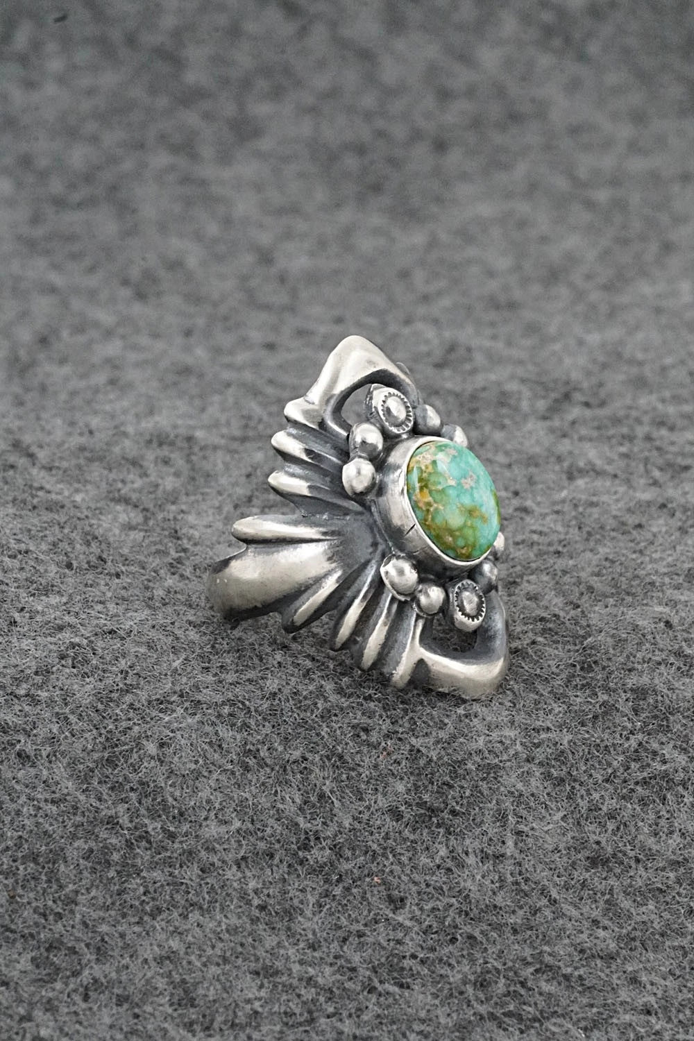 Turquoise & Sterling Silver Ring - Harrison Bitsue - Size 8.5