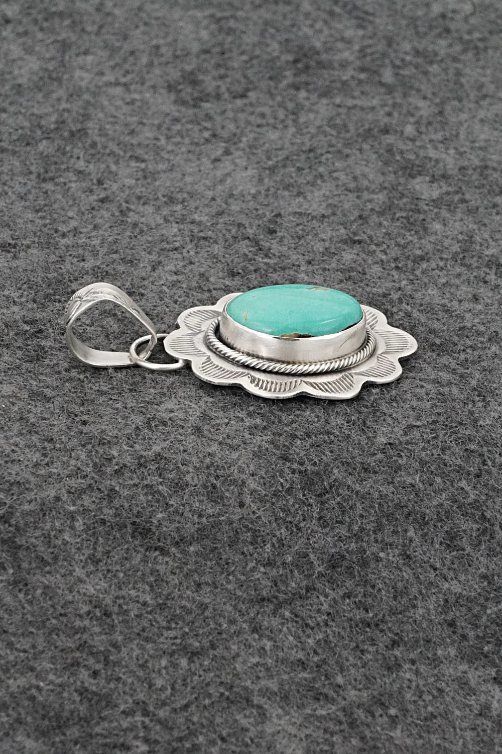Turquoise & Sterling Silver Pendant - Cordell Platero