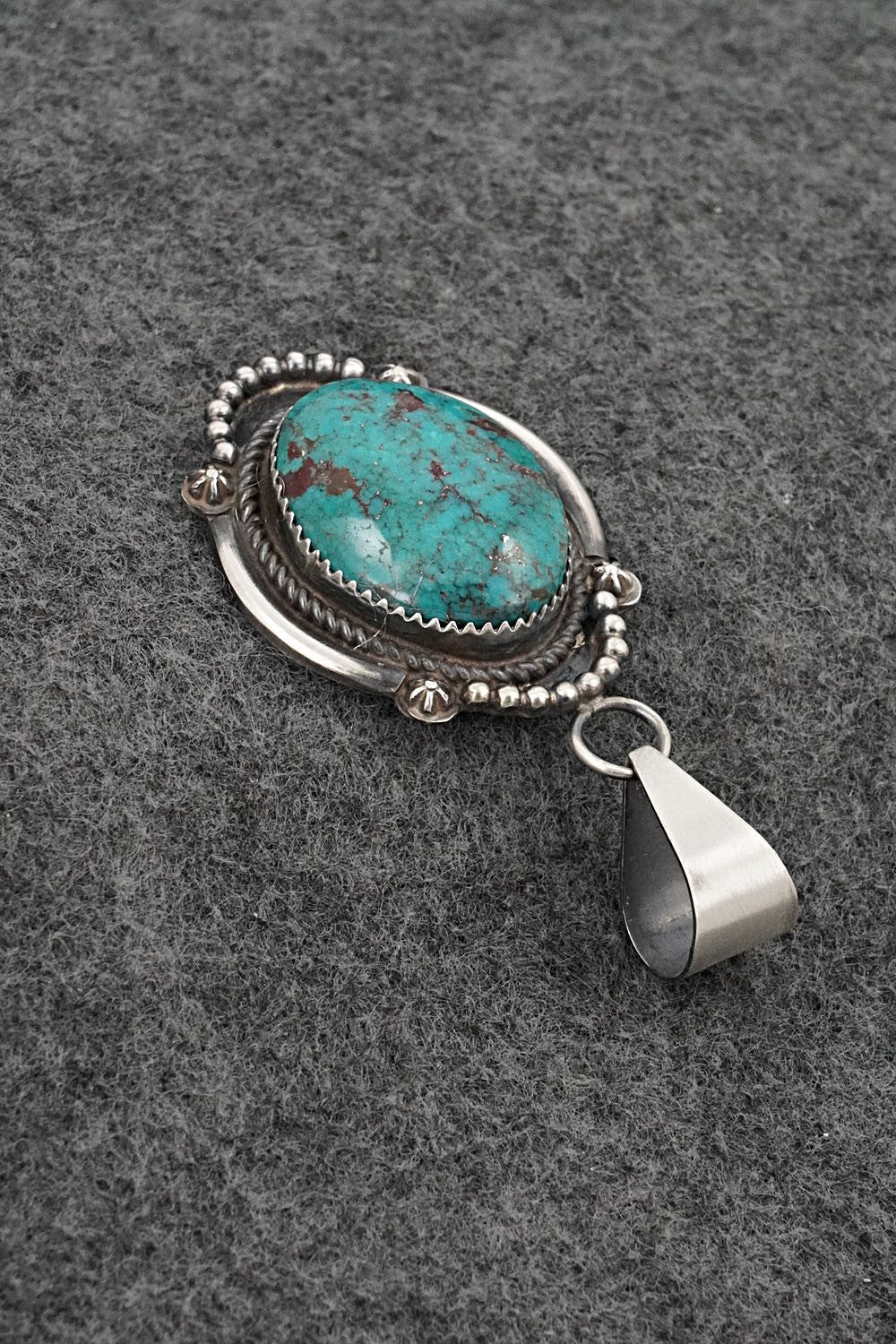 Turquoise and Sterling Silver Pendant - Leslie Nez