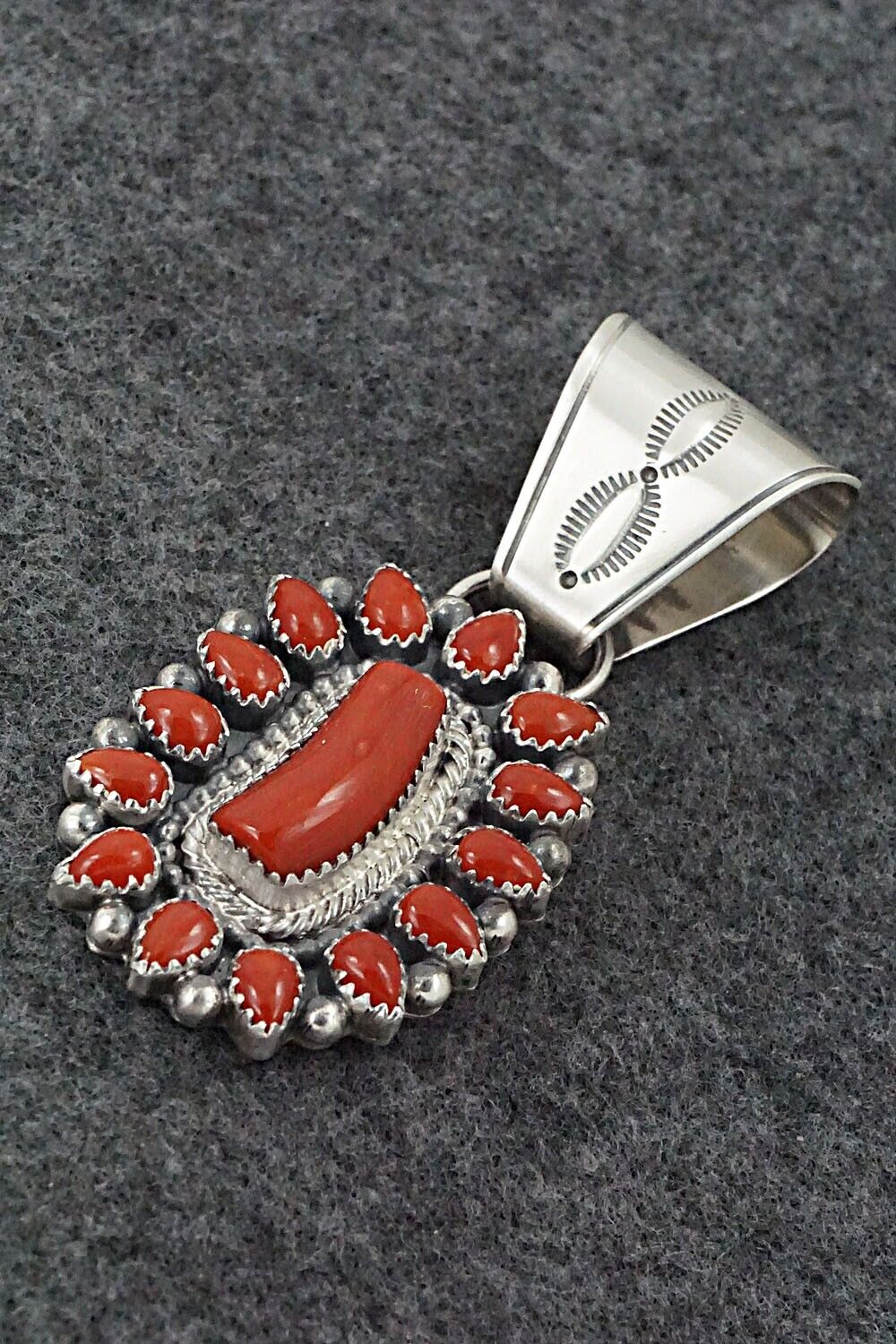Coral & Sterling Silver Pendant - Tom Lewis