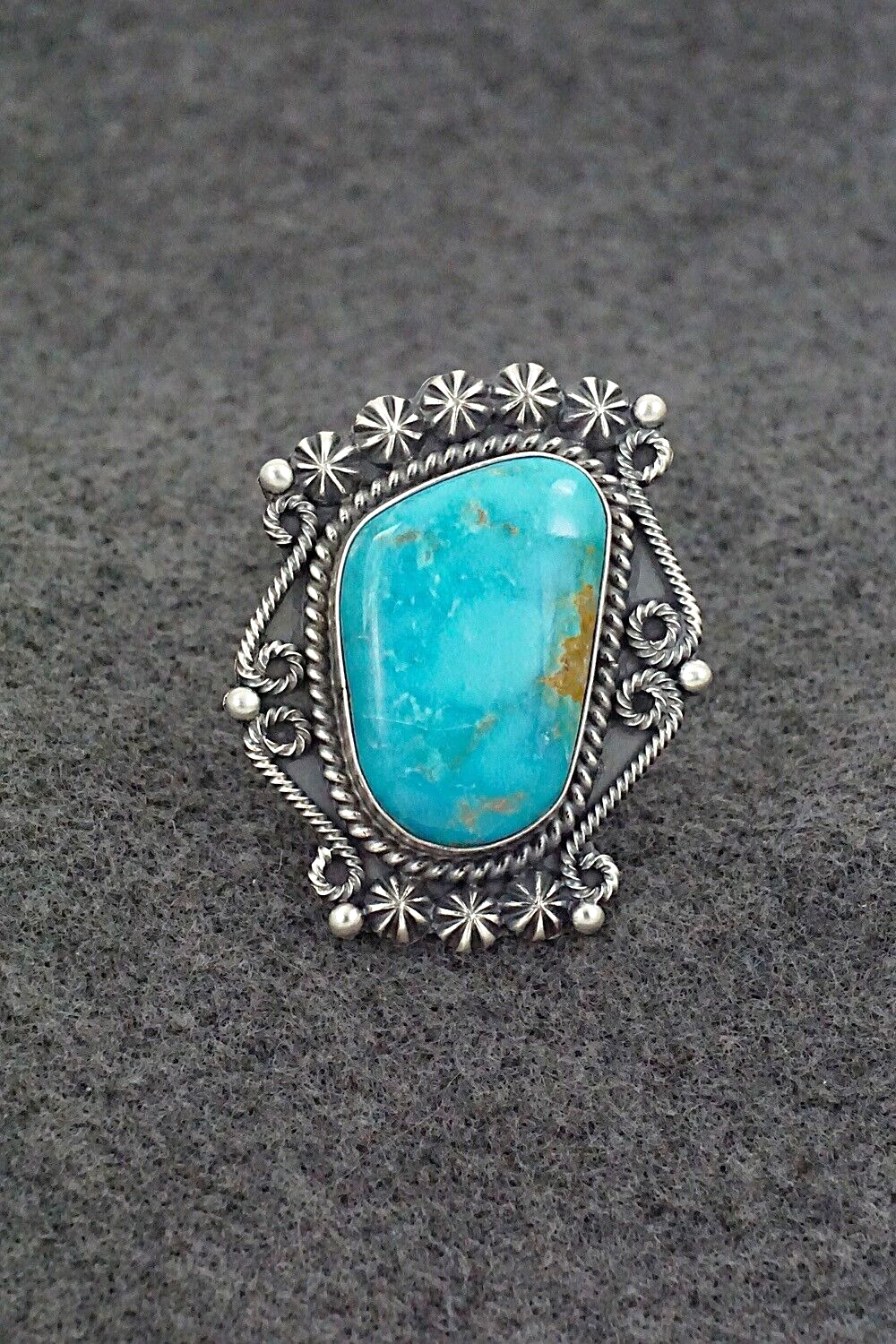 Turquoise & Sterling Silver Ring - Raymond Delgarito - Size 7.5