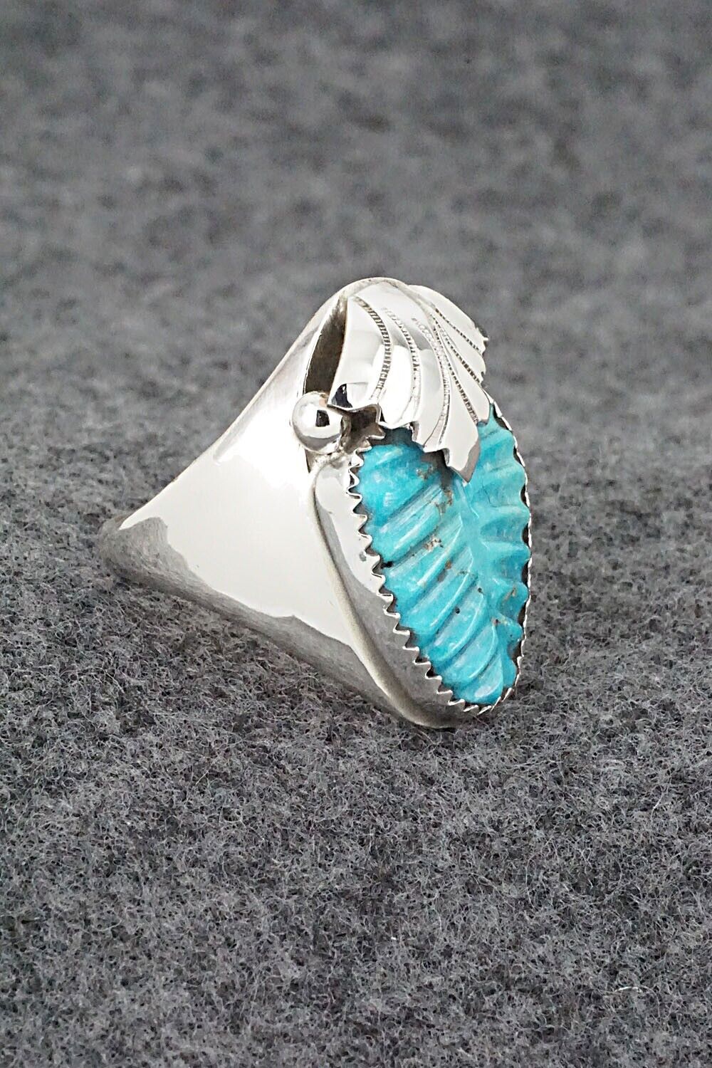 Turquoise & Sterling Silver Ring - Lyolita Tsattie - Size 8.5