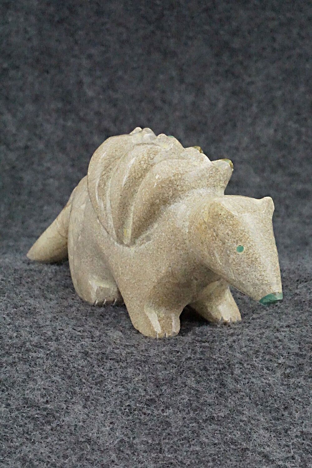 Opossum with Joeys Zuni Fetish Carving - Enrike Leekya