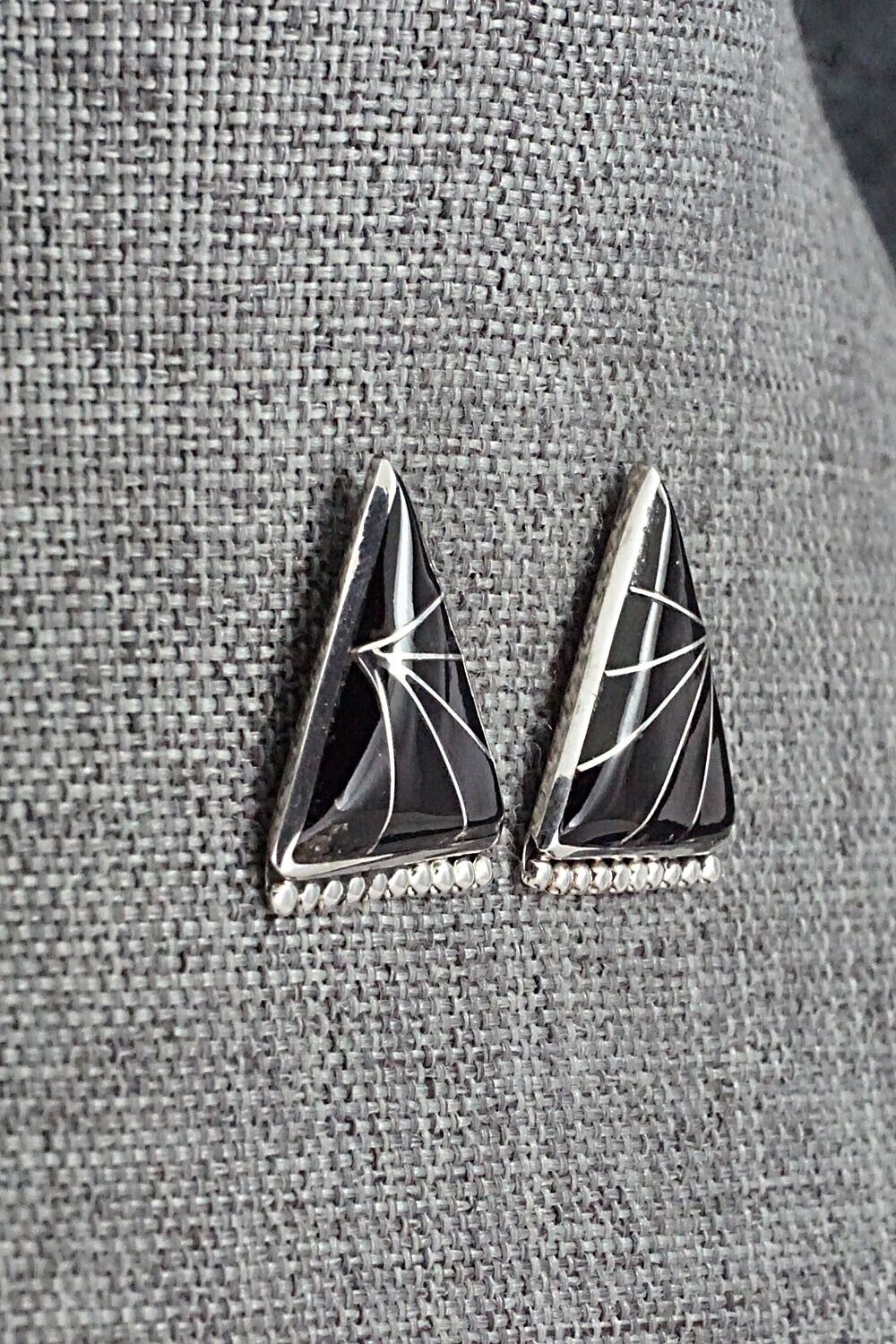 Onyx & Sterling Silver Earrings - Charleen Mahkee