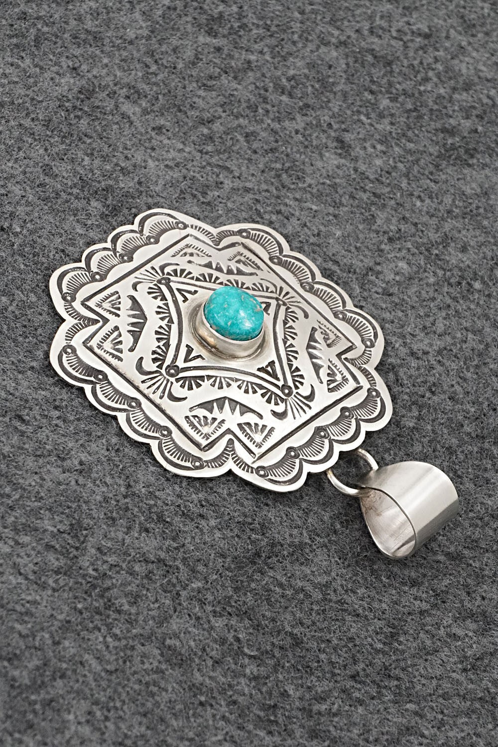 Turquoise & Sterling Silver Pendant - Arnold Blackgoat