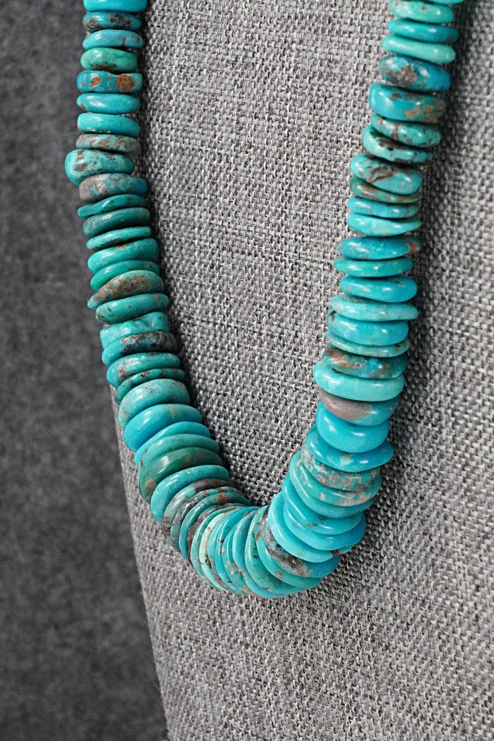 Turquoise & Sterling Silver Necklace 22" - Doreen Jake
