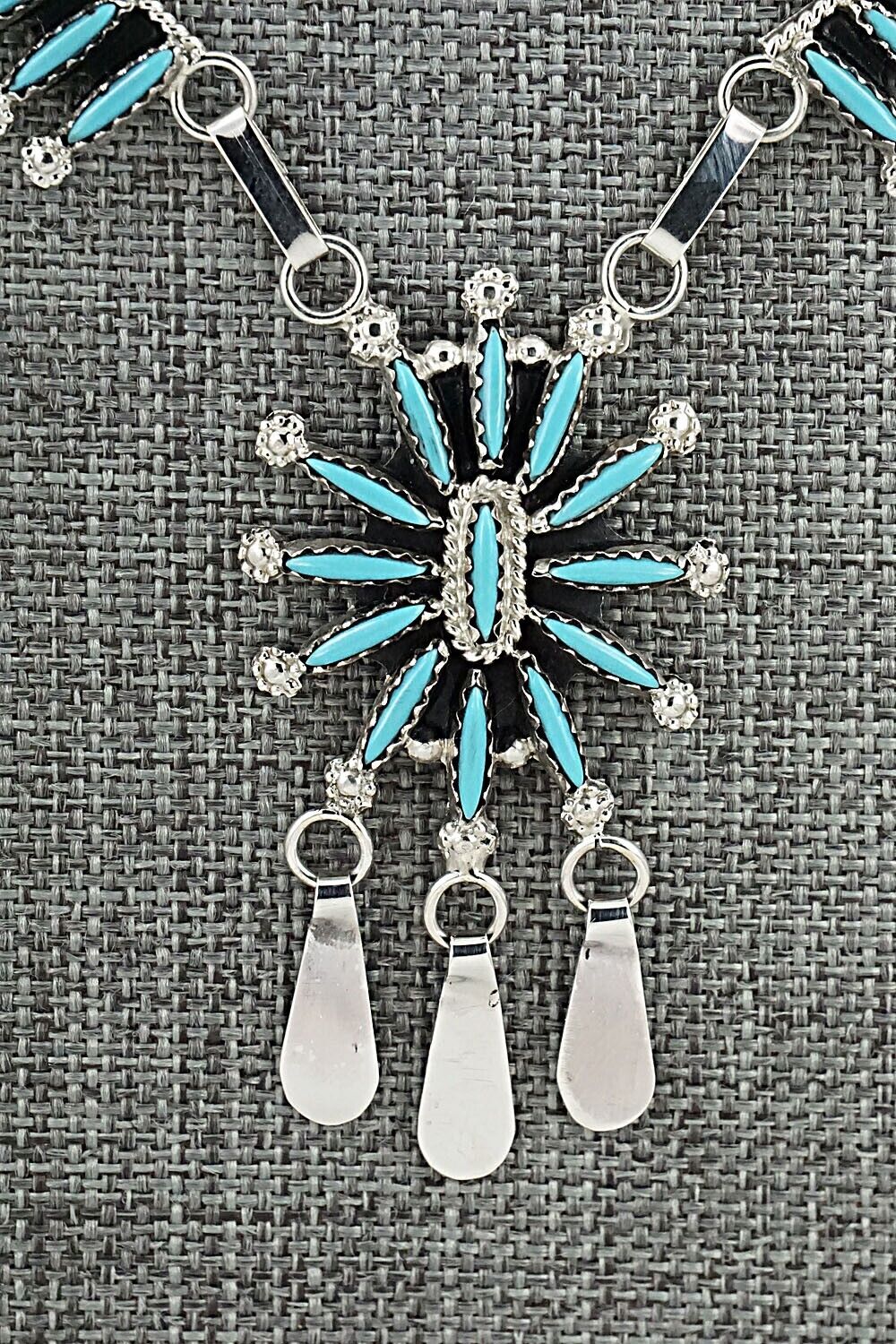 Turquoise & Sterling Silver Necklace - Jack Etsate
