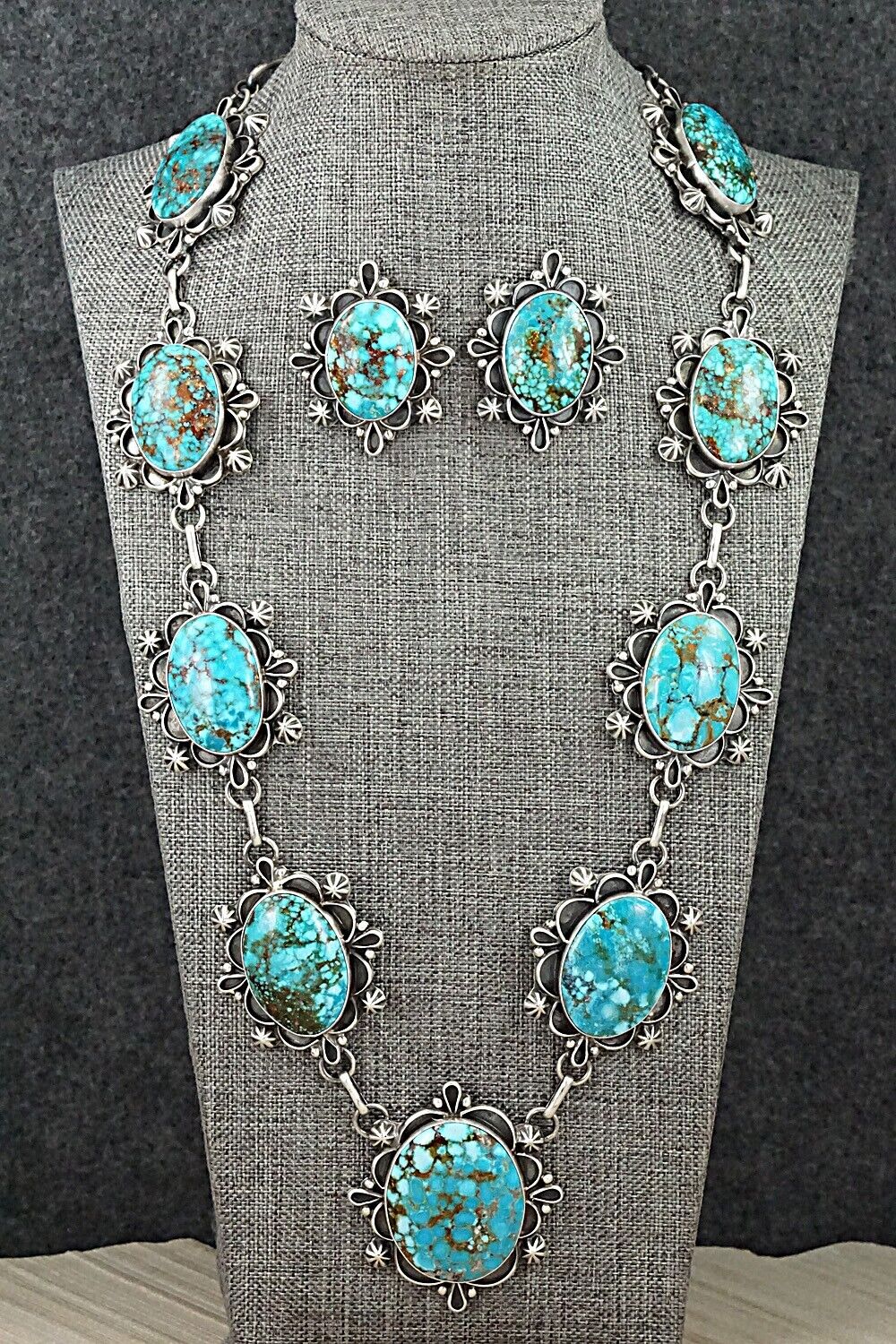 Turquoise & Sterling Silver Necklace and Earrings Set - Bob Becenti