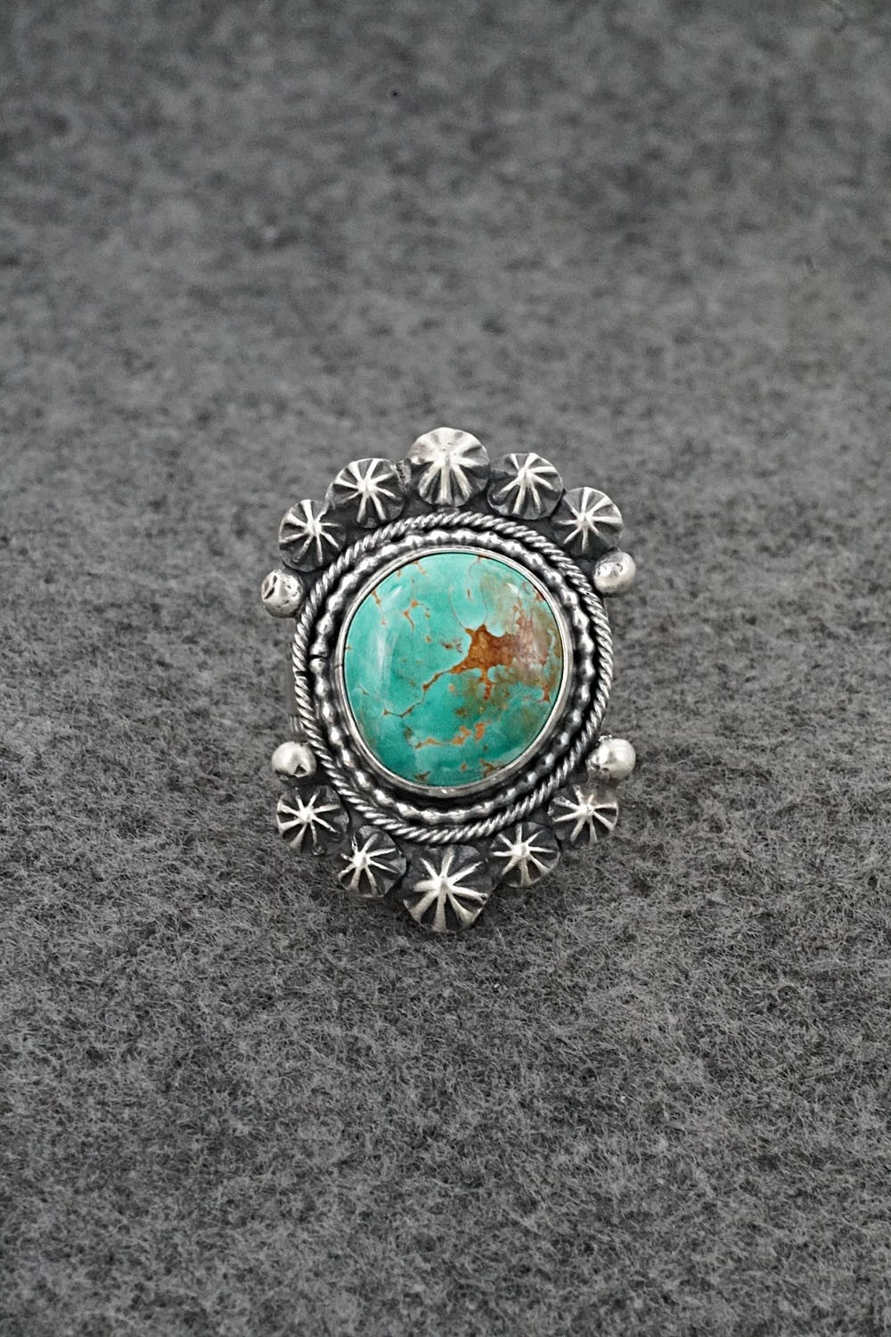 Turquoise & Sterling Silver Ring - Cordell Platero - Size Adjustable