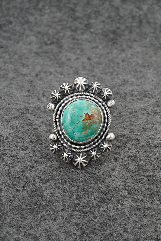 Turquoise & Sterling Silver Ring - Cordell Platero - Size Adjustable