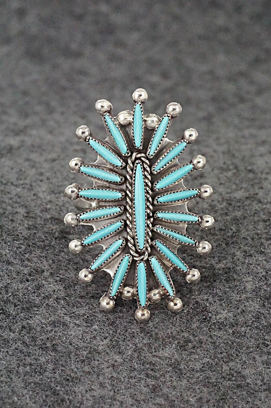 Turquoise & Sterling Silver Ring - Lance & Cordelia Waatsa - Size 9