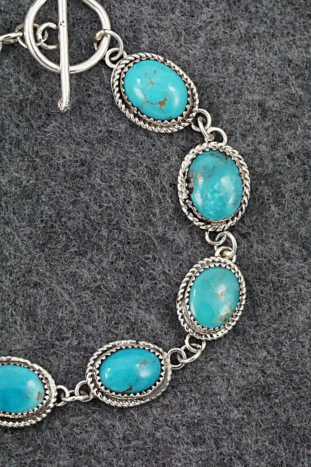 Turquoise & Sterling Silver Link Bracelet - Ernest Hawthorne