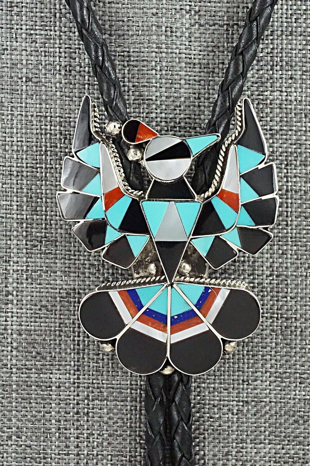 Multi-Stone & Sterling Silver Inlay Bolo Tie - Delwin Gasper