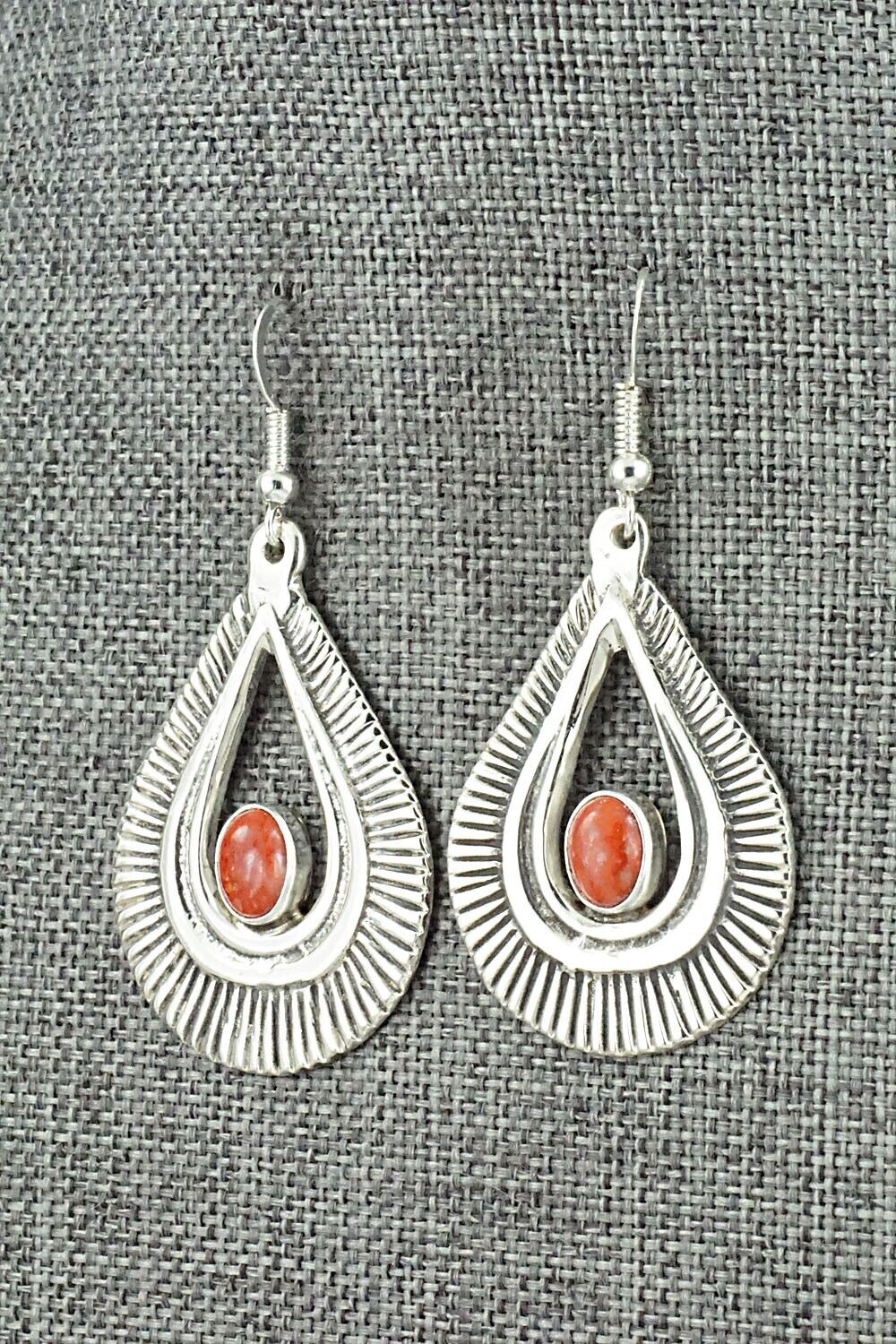 Coral and Sterling Silver Earrings - Veronica Kee