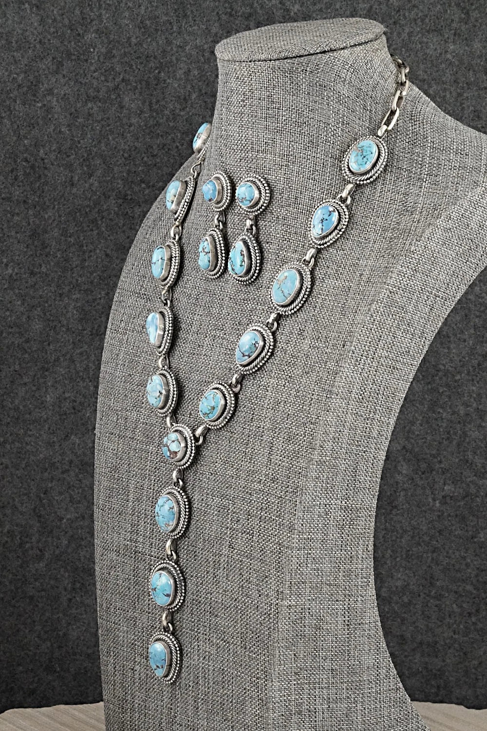 Turquoise & Sterling Silver Necklace and Earrings Set - Darrin Livingston