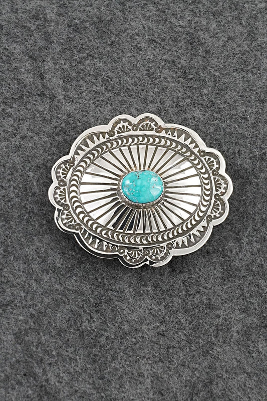Turquoise & Sterling Silver Belt Buckle - Arnold Blackgoat