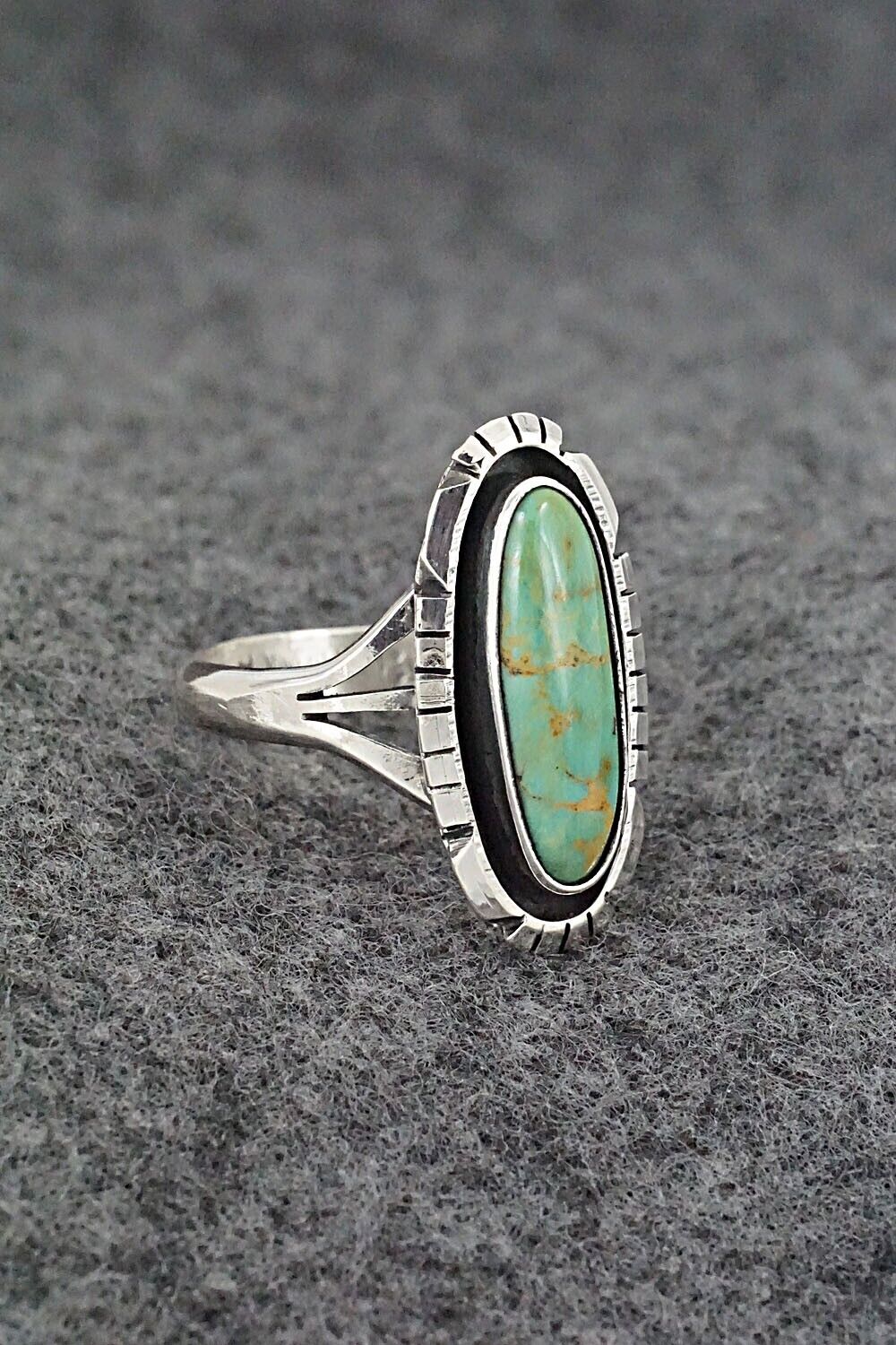 Turquoise & Sterling Silver Ring - Amos Begay - Size 8.25