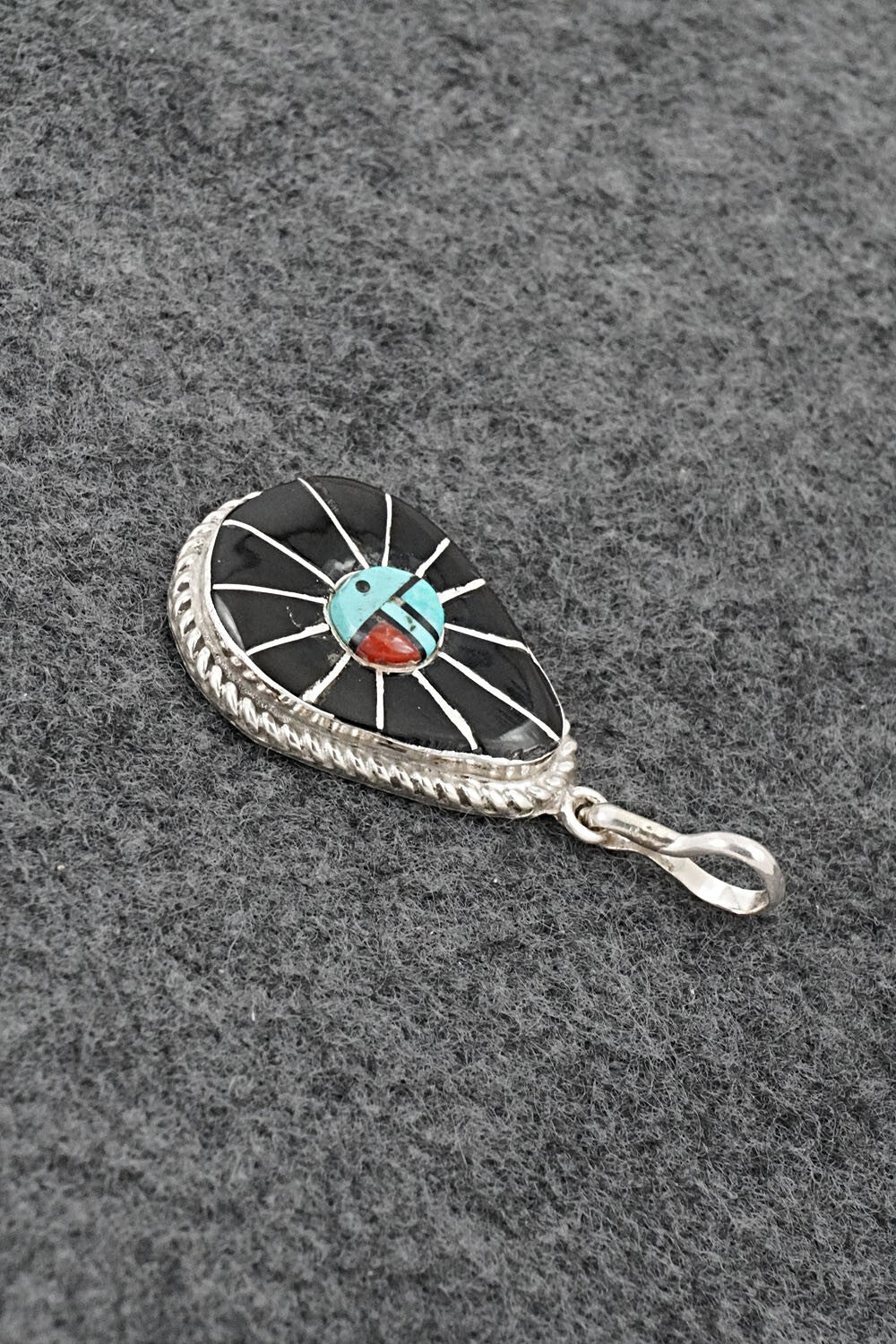 Multi-Stone & Sterling Silver Inlay Pendant - Ola Eriacho