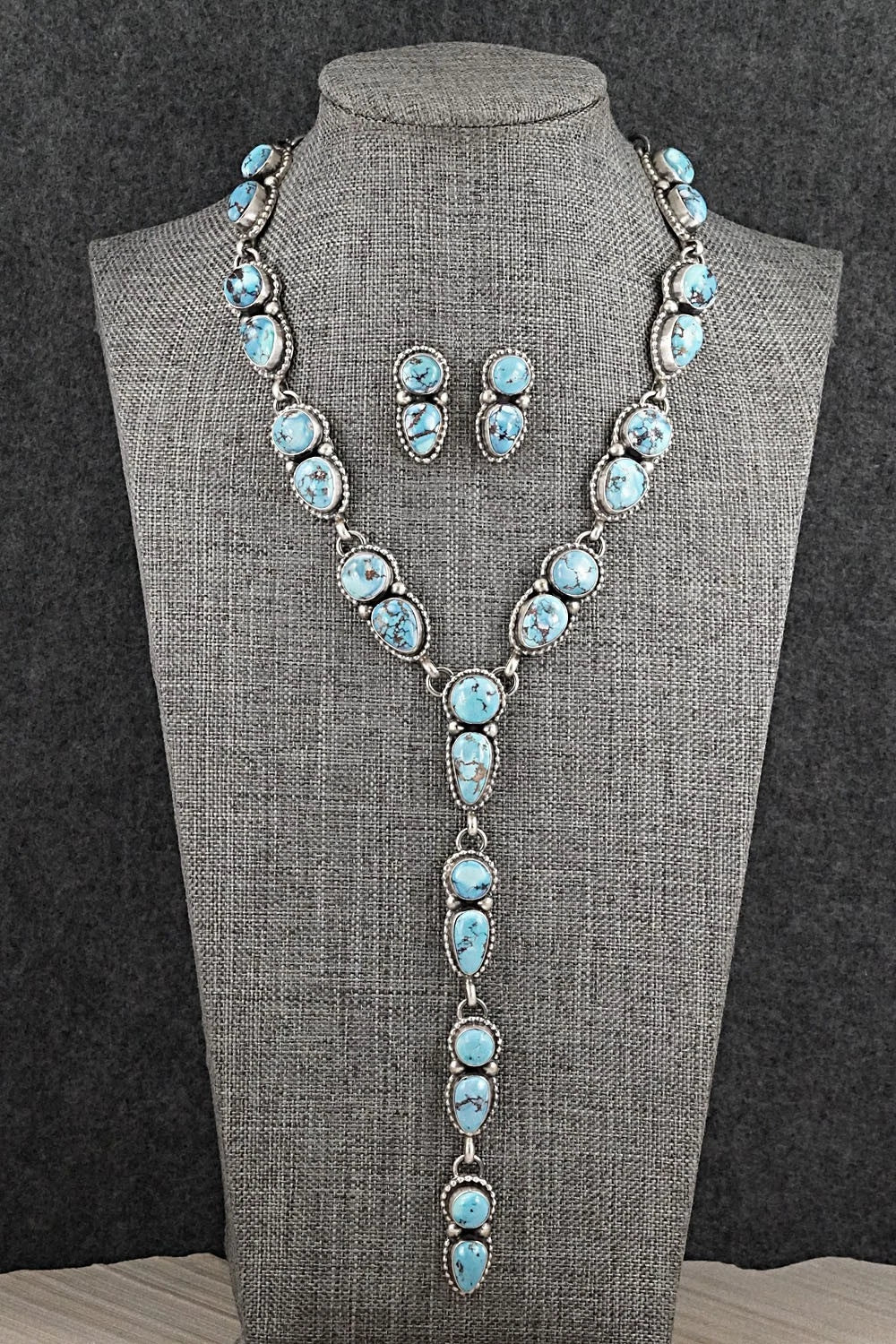Turquoise & Sterling Silver Necklace and Earrings Set - Kathleen Livingston