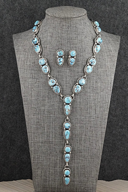Turquoise & Sterling Silver Necklace and Earrings Set - Kathleen Livingston