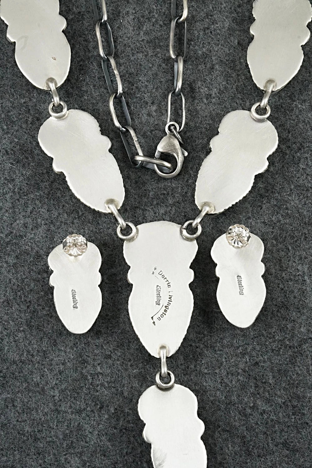 Turquoise & Sterling Silver Necklace and Earrings Set - Darrin Livingston