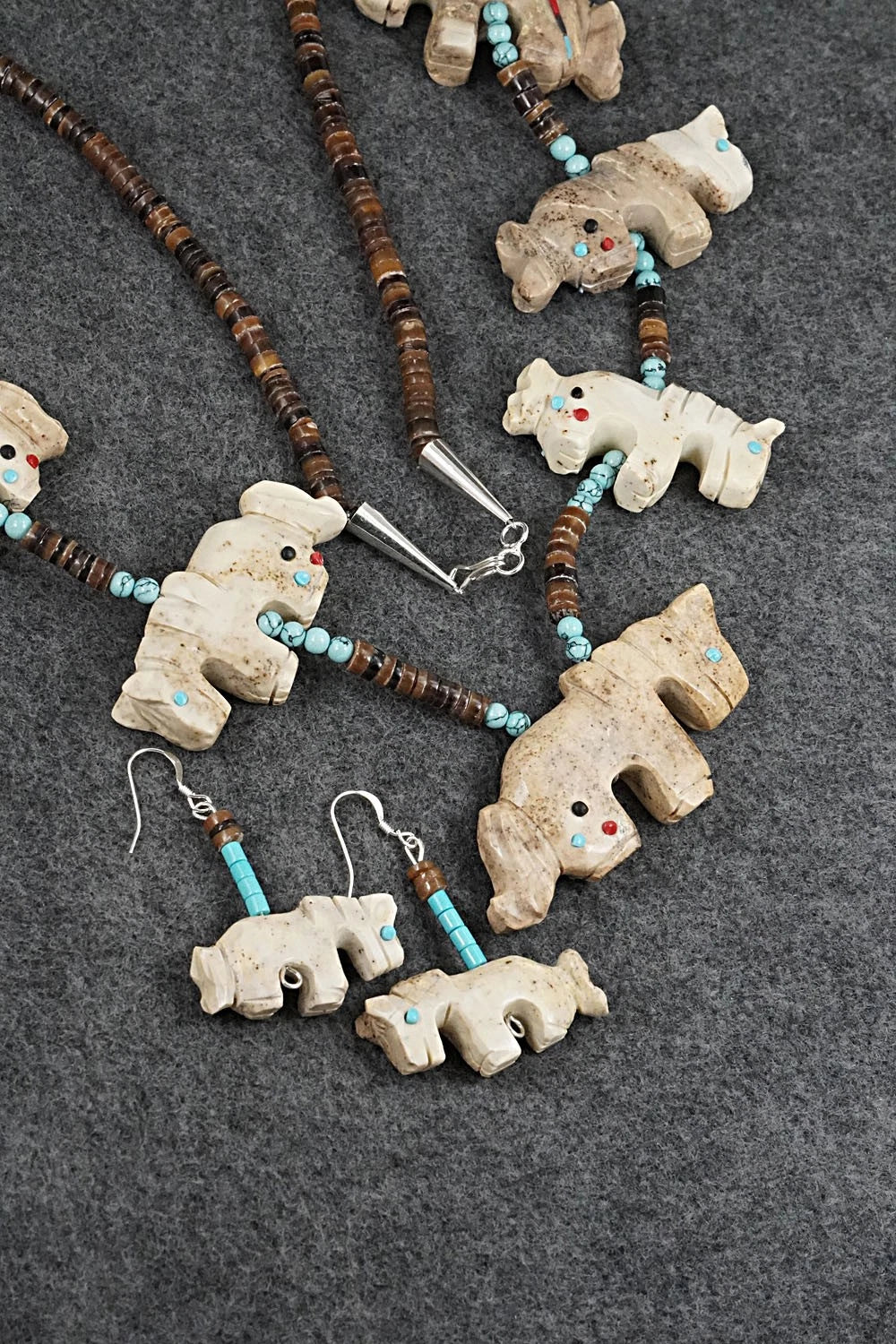 Multi-Stone Horse Fetish & Sterling Silver Necklace Set - Dannette Laate