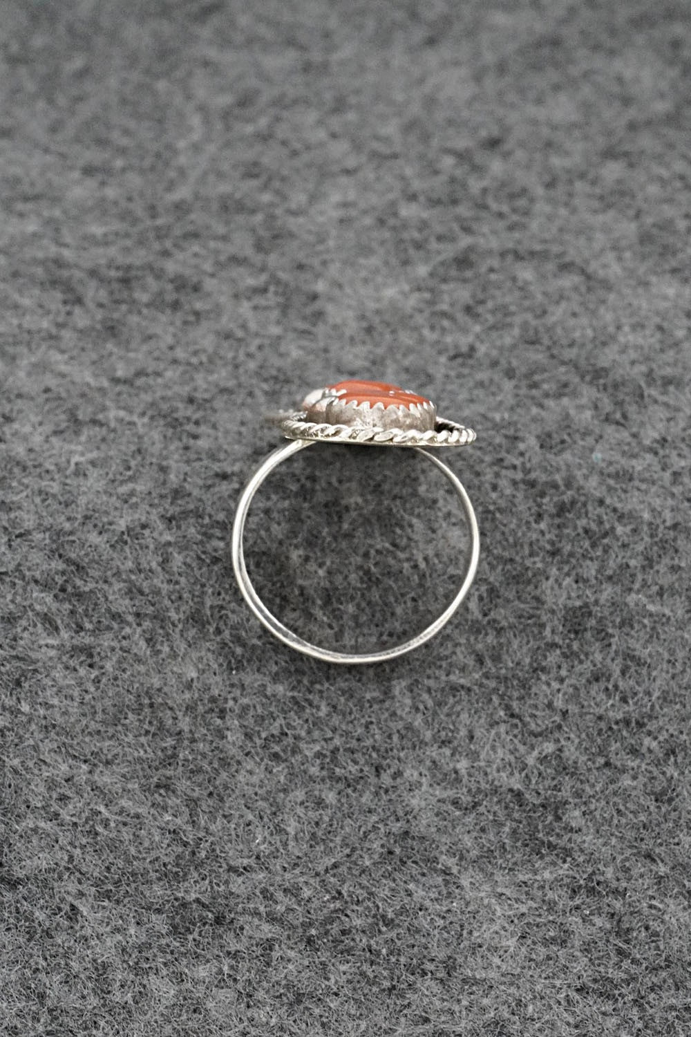 Coral & Sterling Silver Ring - Priscilla Reeder - Size 7