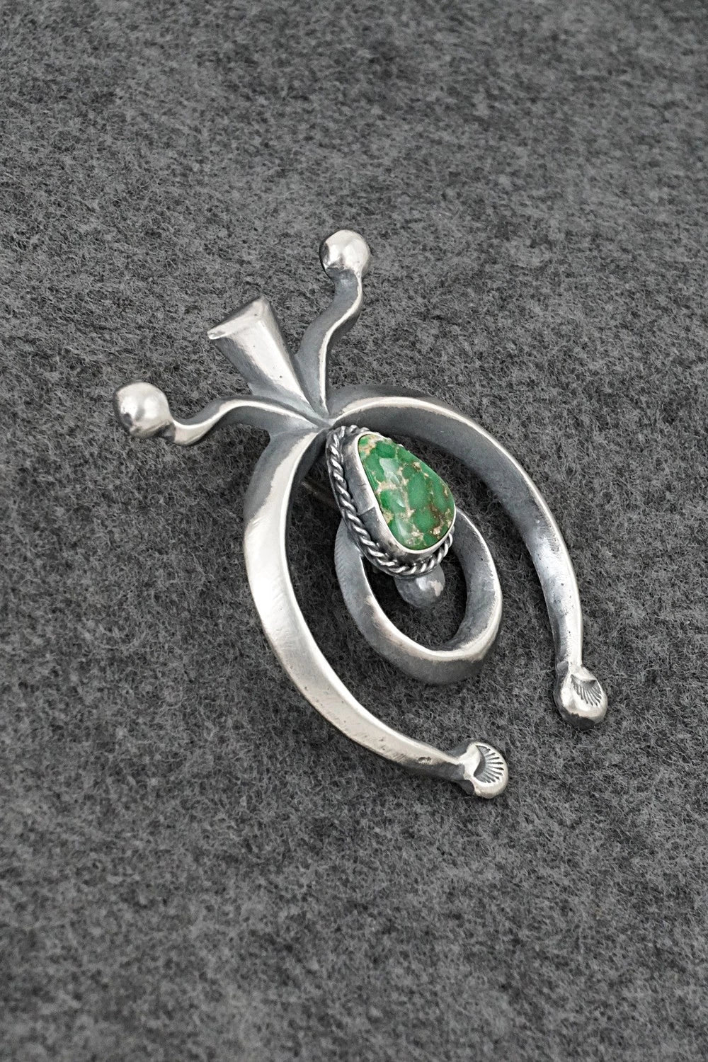 Turquoise & Sterling Silver Naja Pendant - Harrison Bitsue