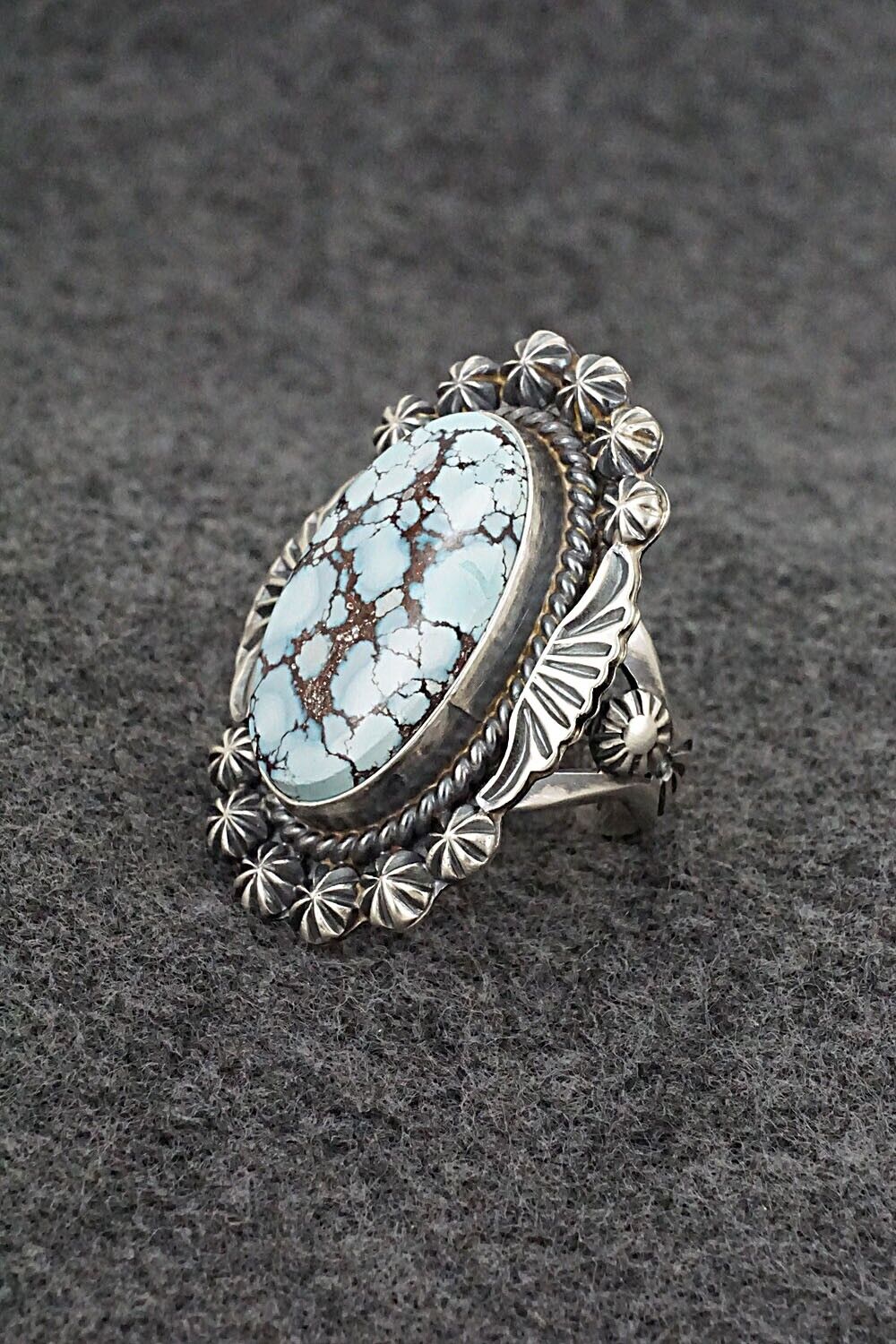 Turquoise & Sterling Silver Ring - Raymond Delgarito - Size 8.5