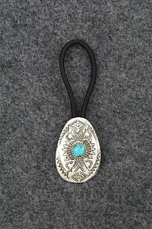 Turquoise & Sterling Silver Hair Tie - Shirley Skeets