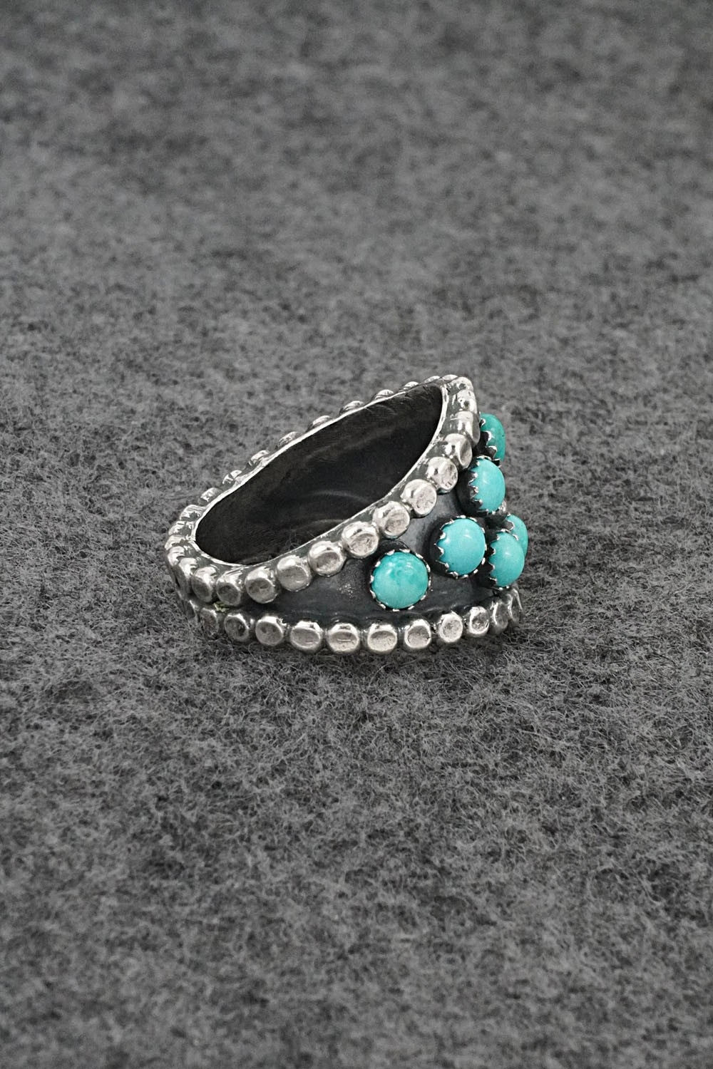 Turquoise & Sterling Silver Ring - Kenny Lonjose - Size 9.5