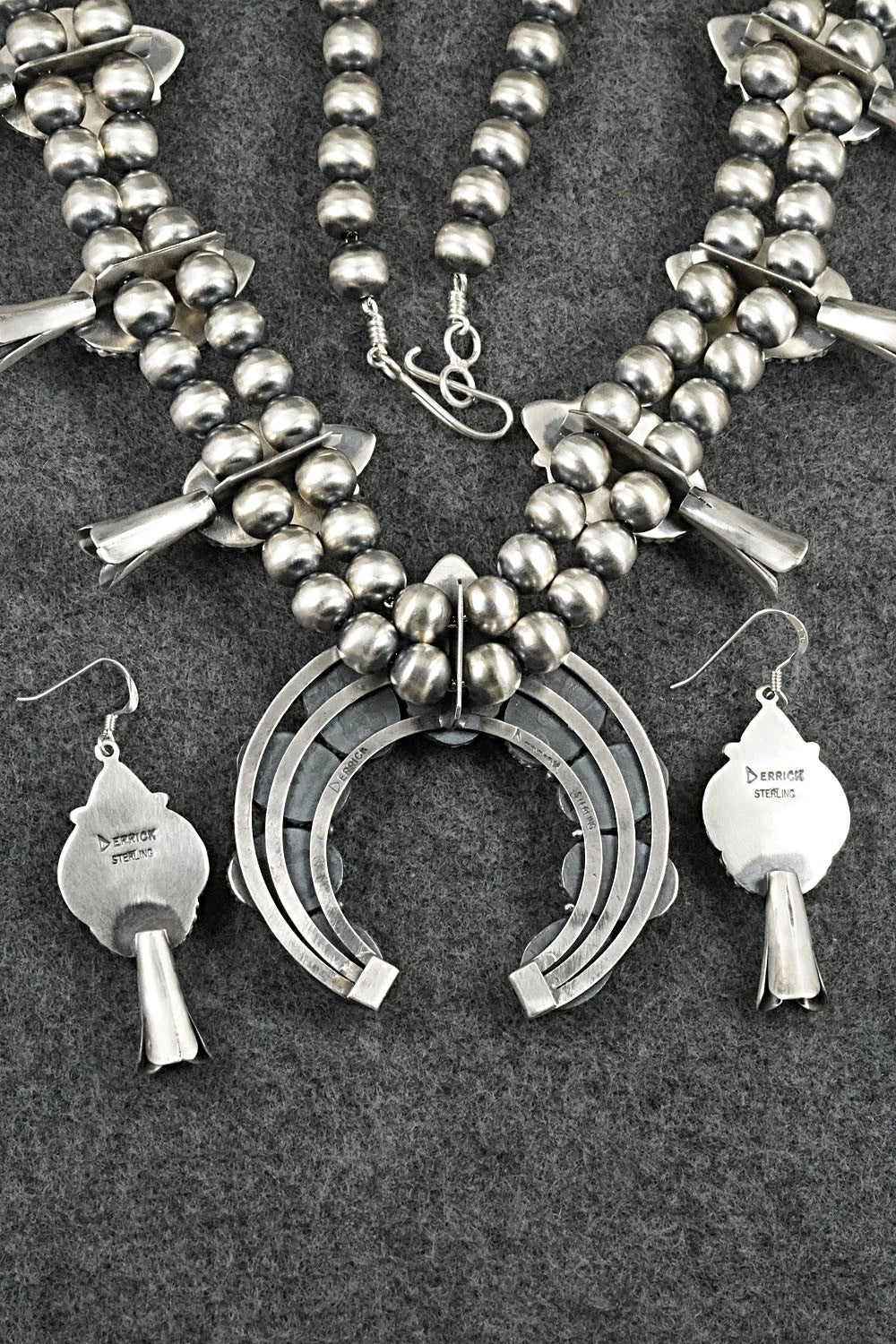 Turquoise & Sterling Silver Squash Blossom Set - Derrick Gordon