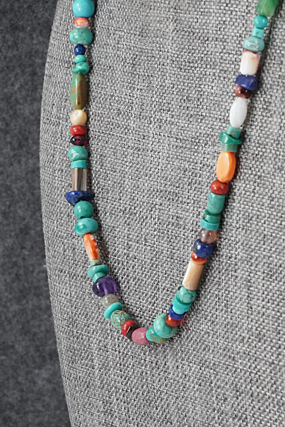 Multi-Stone & Sterling Silver Necklace 18" - Helen Tsosie