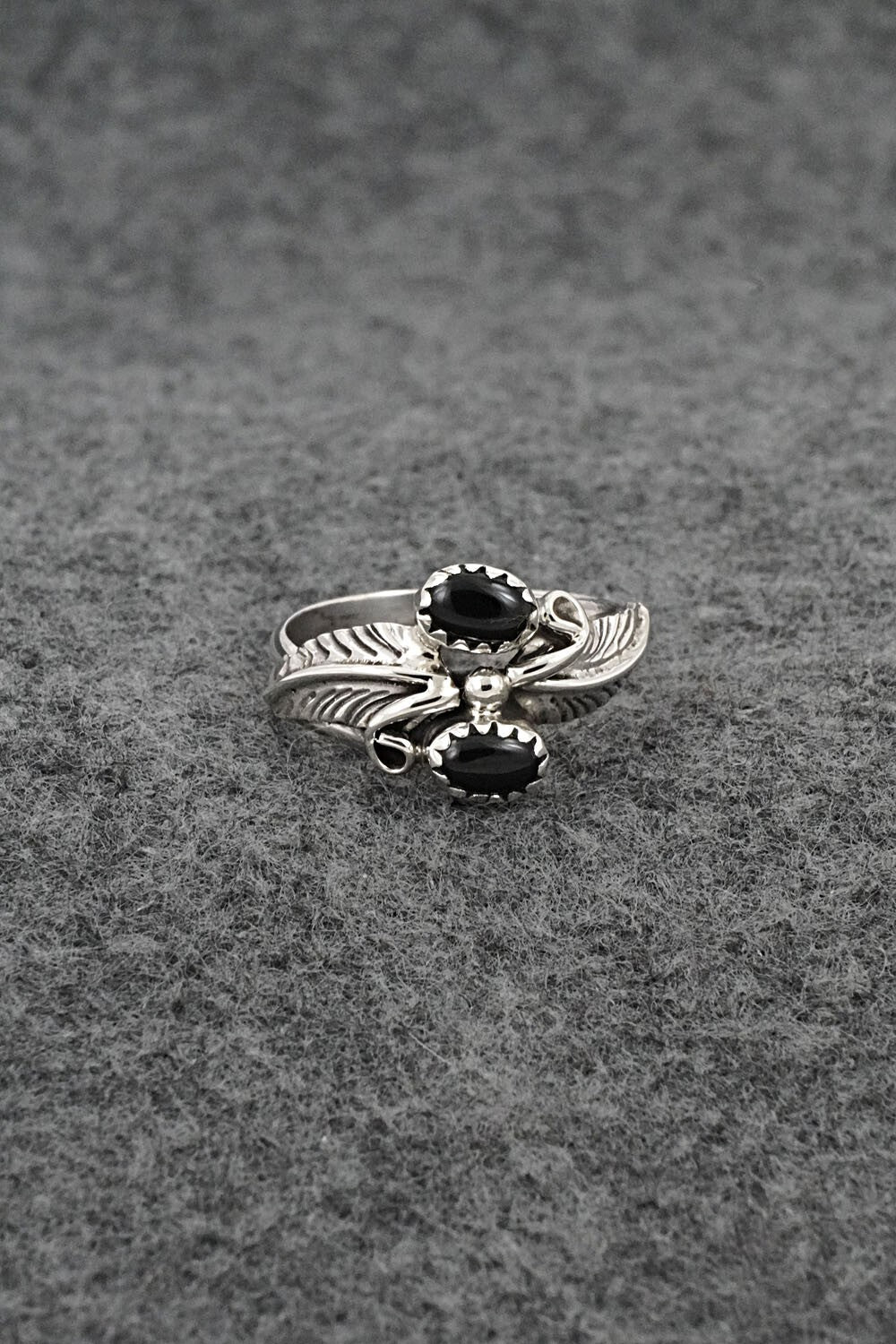 Onyx & Sterling Silver Ring - Harry B. Yazzie - Size 7.5