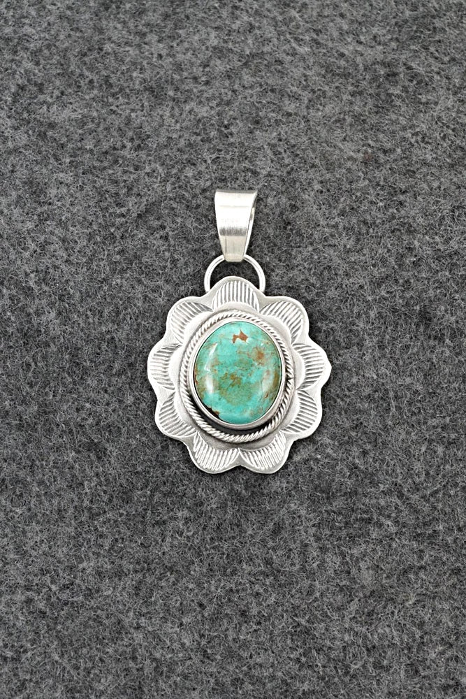 Turquoise & Sterling Silver Pendant - Cordell Platero