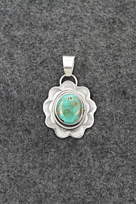 Turquoise & Sterling Silver Pendant - Cordell Platero