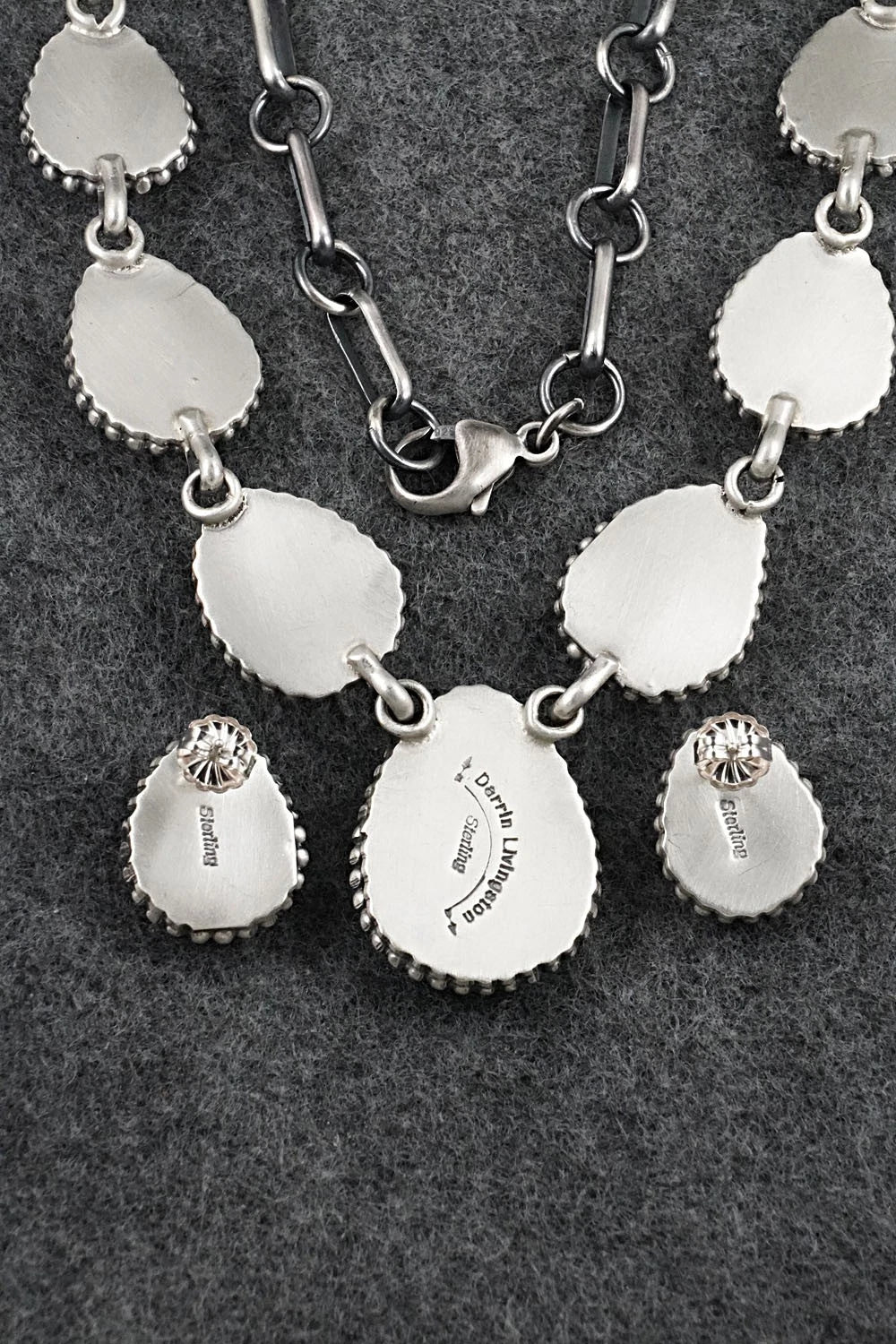 Turquoise & Sterling Silver Necklace and Earrings Set - Darrin Livingston