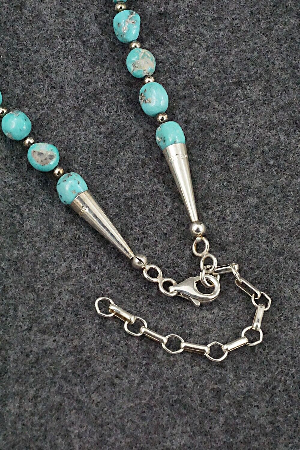 Turquoise & Sterling Silver Necklace 26" - Doreen Jake