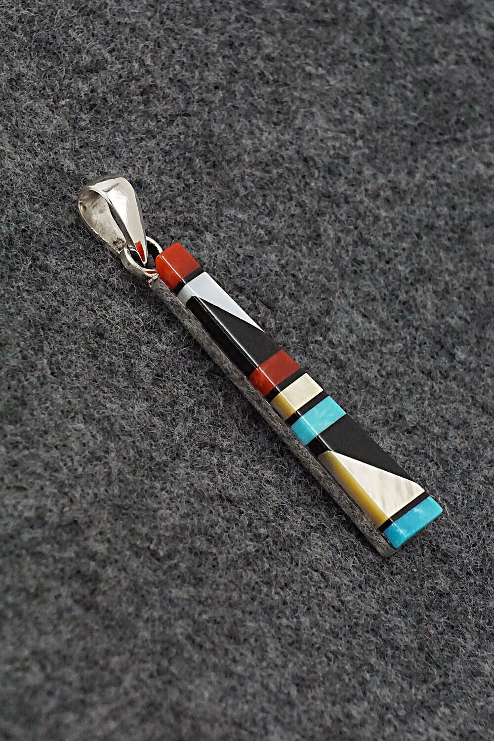 Multi Stone & Sterling Silver Pendant - Madarrel Kallestewa