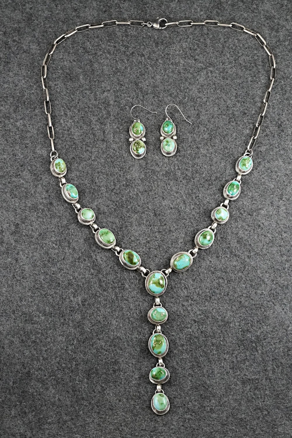 Turquoise & Sterling Silver Necklace and Earrings Set - Kathleen Livingston