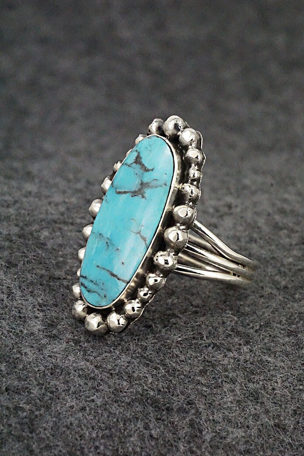 Turquoise & Sterling Silver Ring - Clarence Long - Size 9.5
