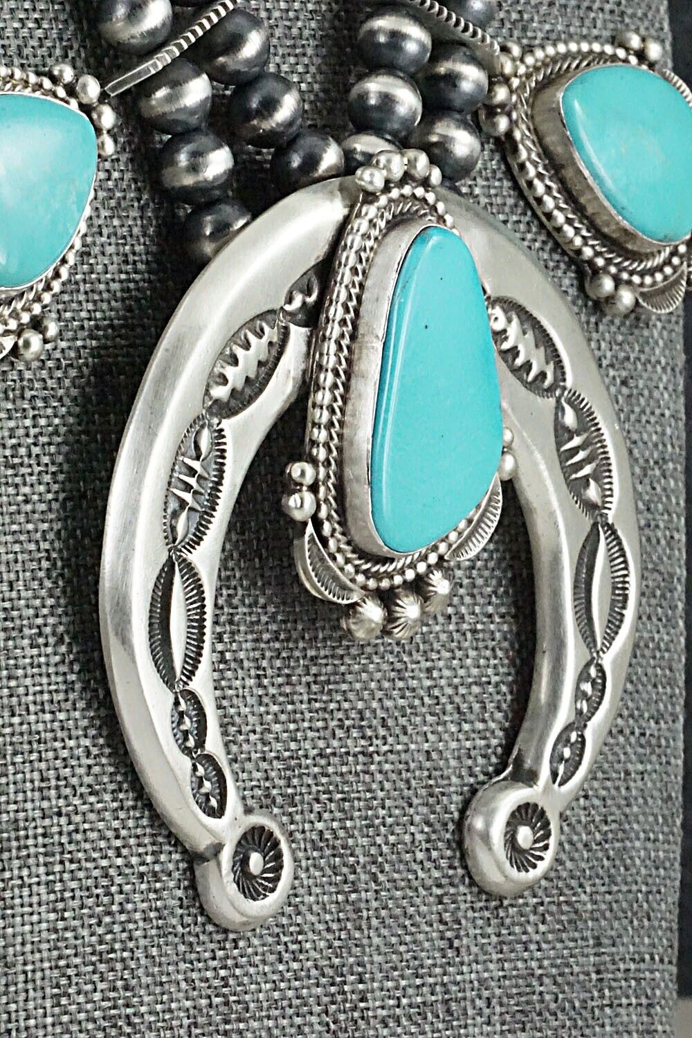 Turquoise & Sterling Silver Squash Blossom Set - Tom Lewis