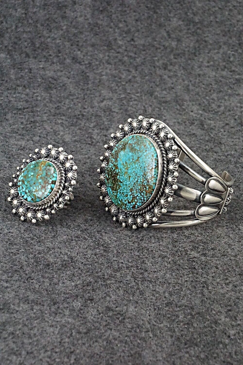 Turquoise & Sterling Silver Bracelet & Ring Set - Raymond Delgarito