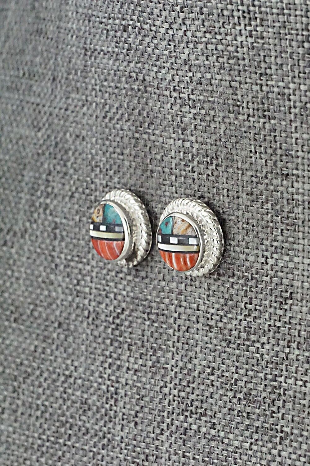 Multi-Stone & Sterling Silver Earrings - Delbert Kallestewa Jr.