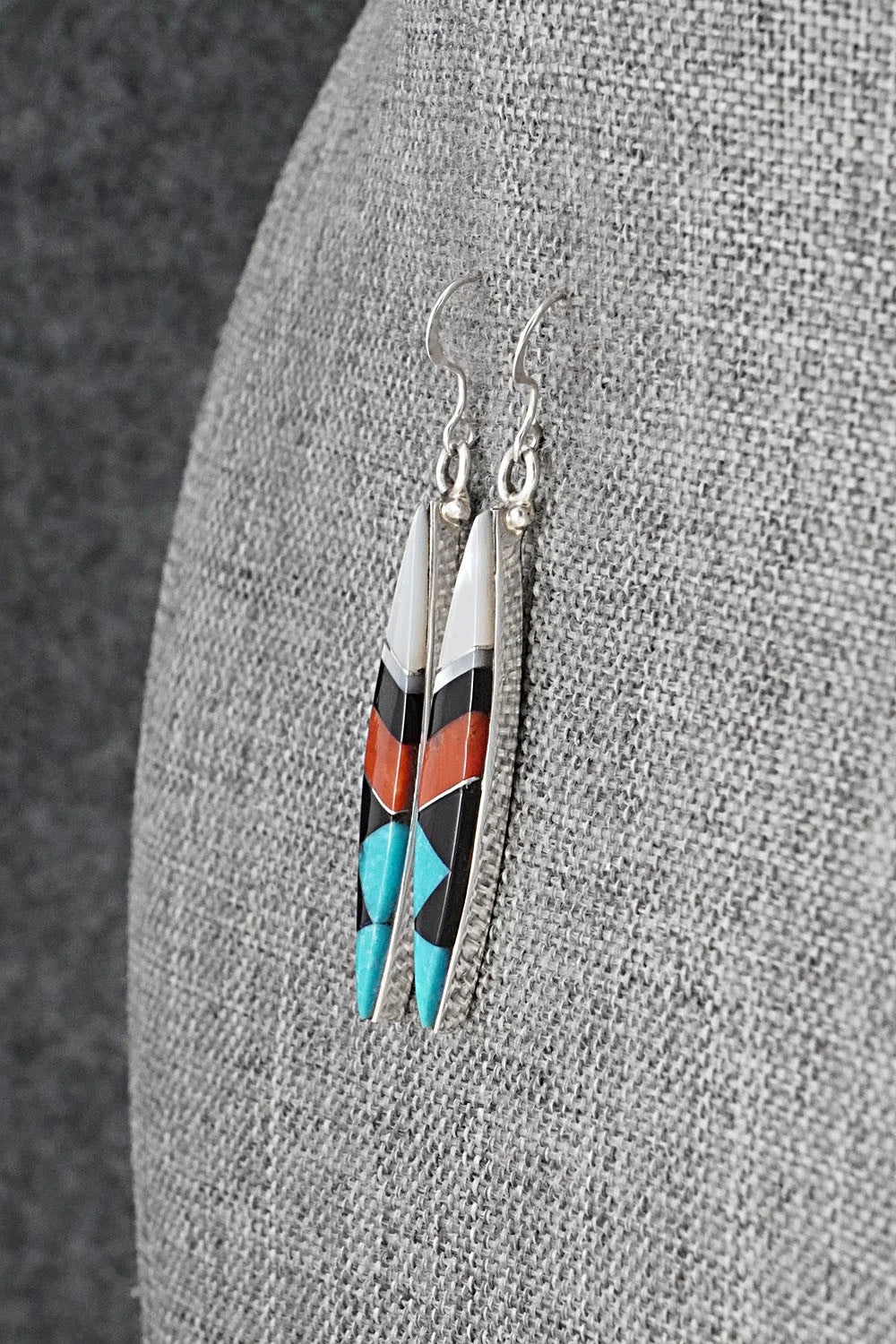 Multi-Stone Inlay & Sterling Silver Earrings - Cleo Kallestewa