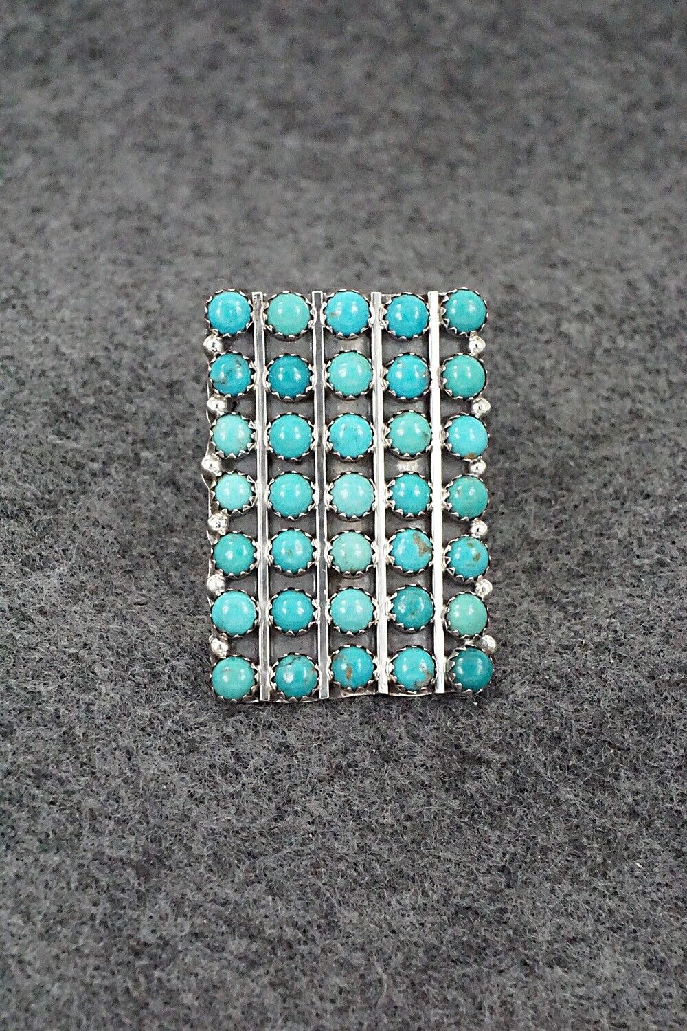 Turquoise & Sterling Silver Ring - Kenny Lonjose - Size 9.5