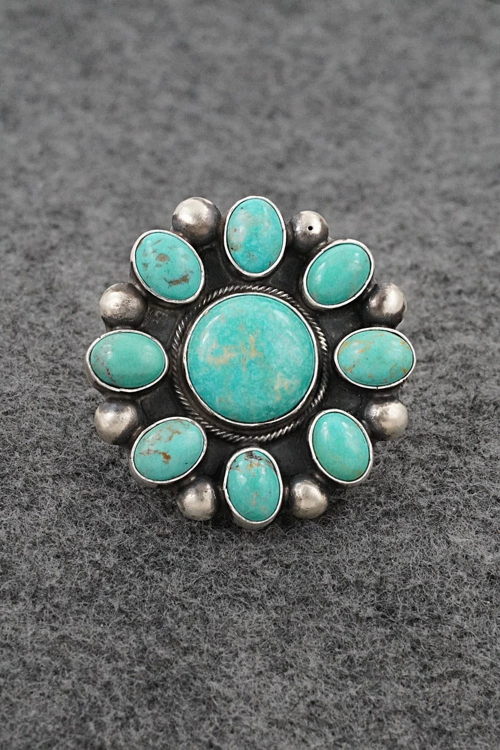 Turquoise & Sterling Silver Ring - Kathleen Livingston - Size Adjustable