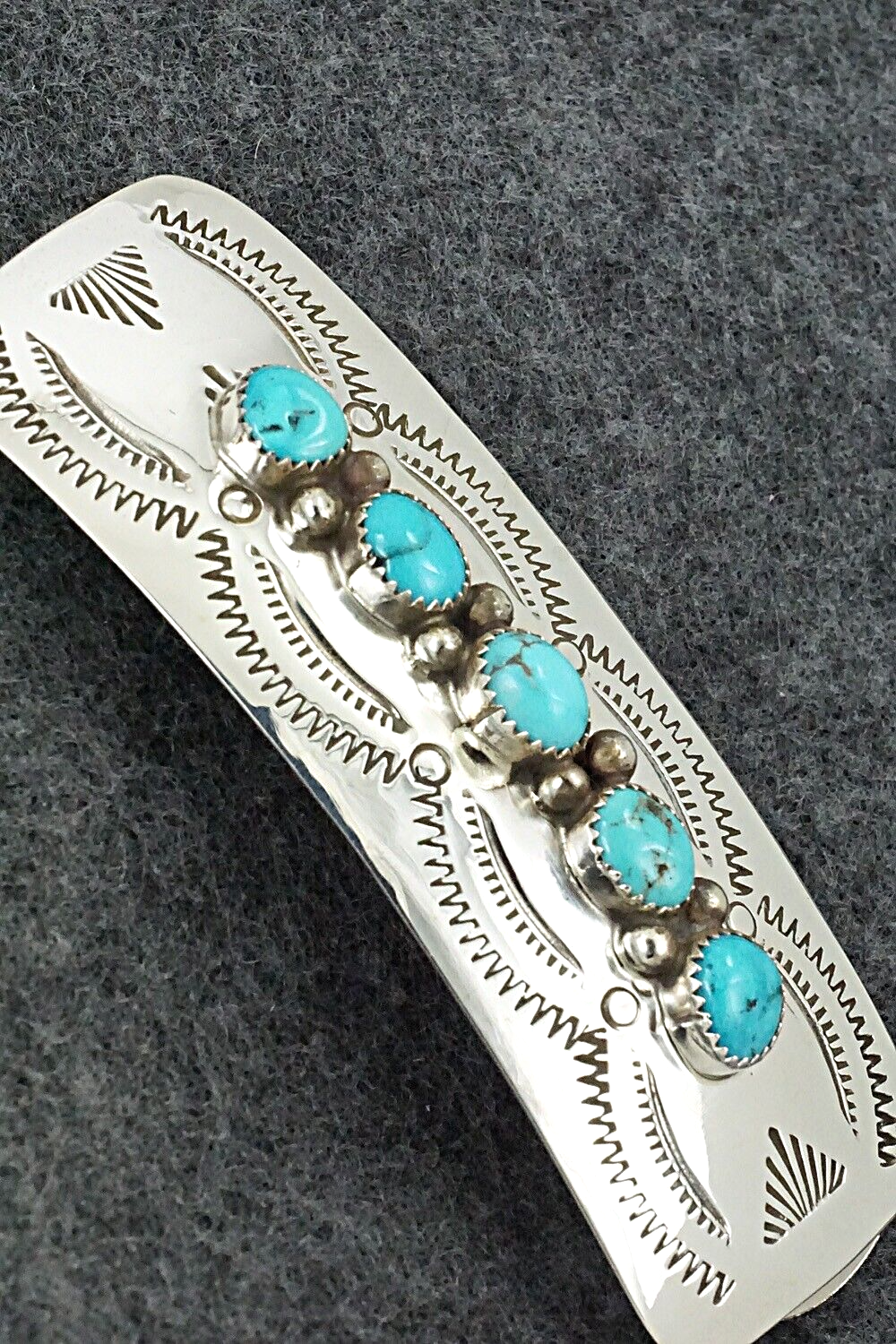 Turquoise & Sterling Silver Hair Barrette - Jolene Yazzie